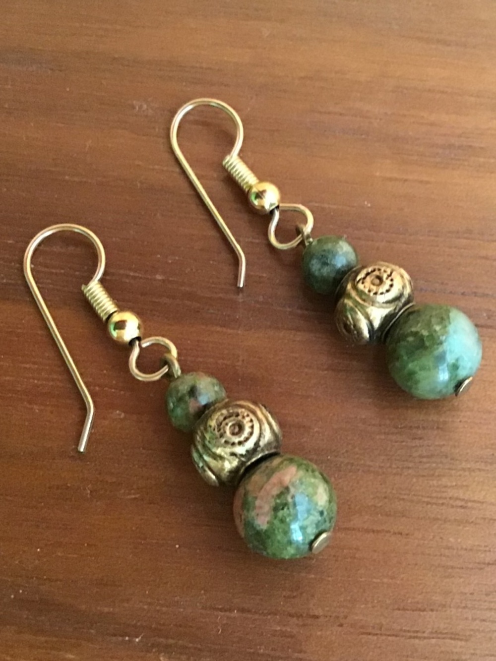 Vintage Unakite Natural Polished Bead Necklace & Earring Set Marbled Stones EUC - Picture 16 of 16